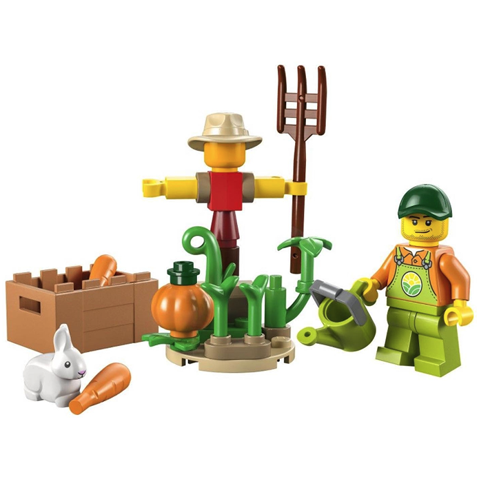 Lego City Farm Garden and Scarecrow built for display