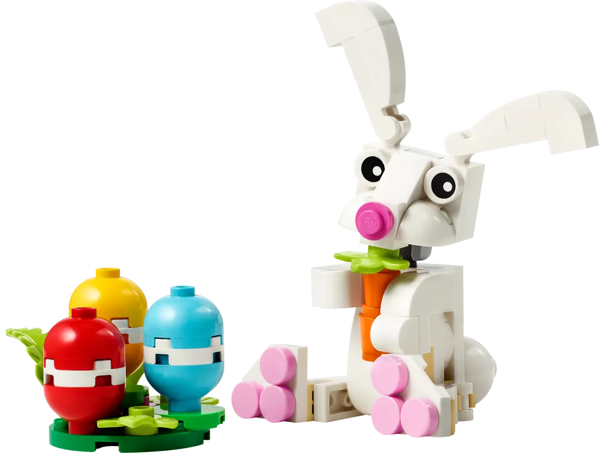 Lego Easter Bunny with Colorful Eggs built for display