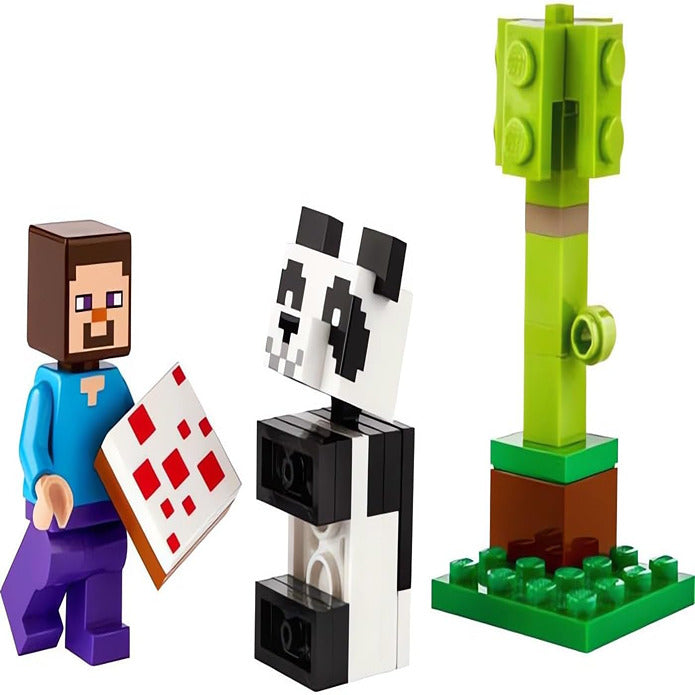 Lego Minecraft Steve and Baby Panda built for display