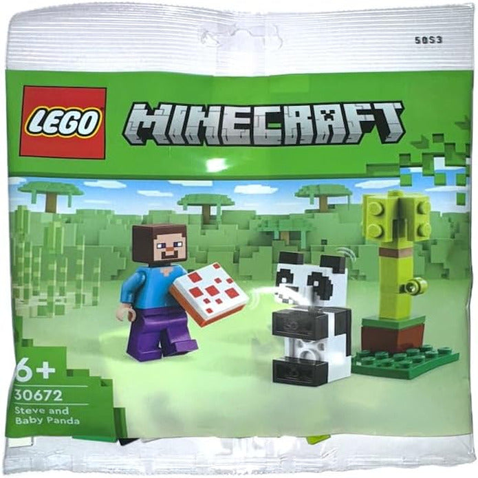 Lego Minecraft Steve and Baby Panda in packaging